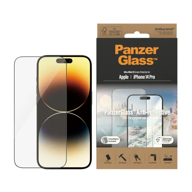 Protector de ecran antireflex PanzerGlass Apple iPhone 14 Pro | Potrivire ultra-larga cu. EasyAligner
