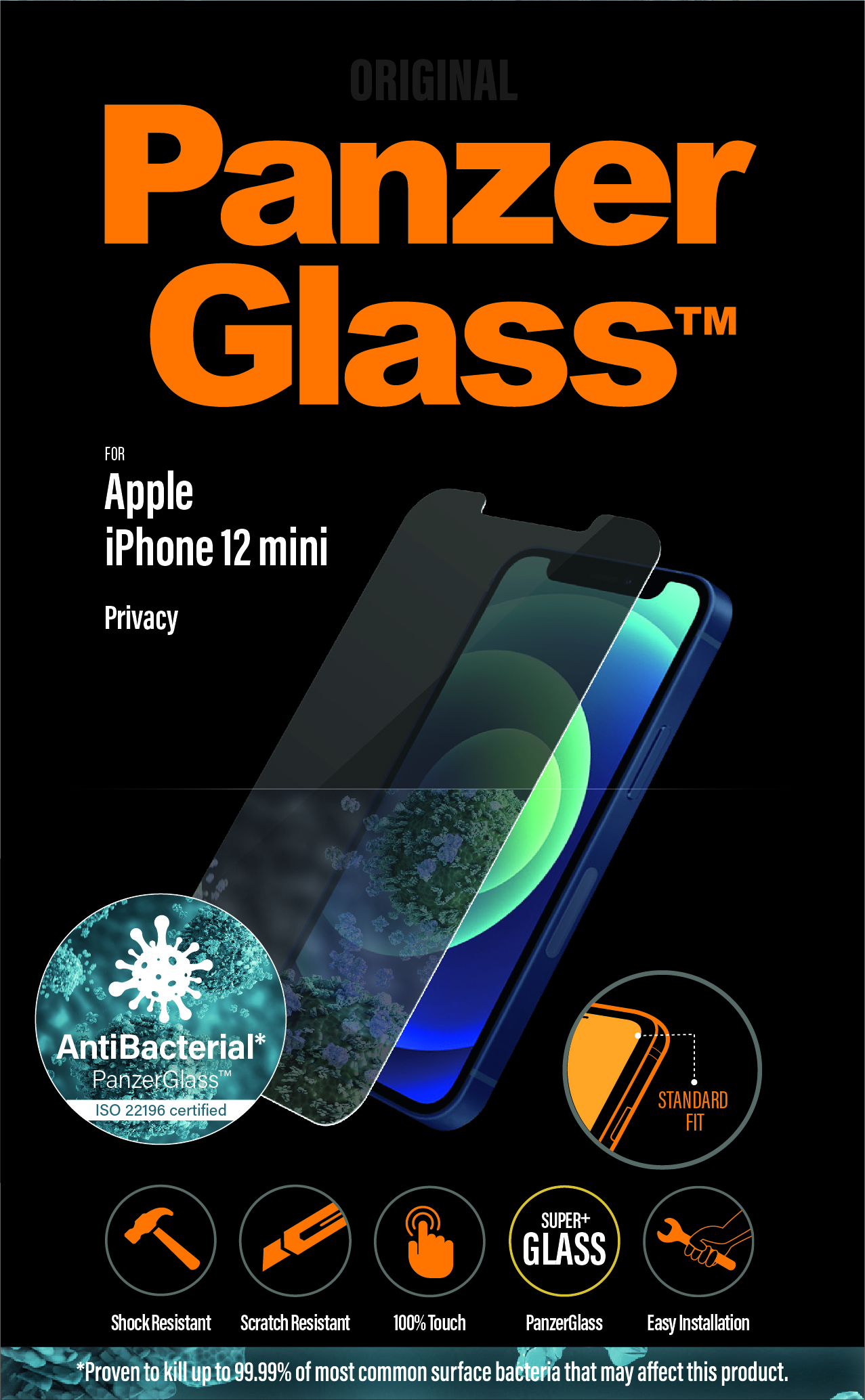 Protector de ecran de privacy PanzerGlass Apple iPhone 12 Mini | Potrivire standard thumb
