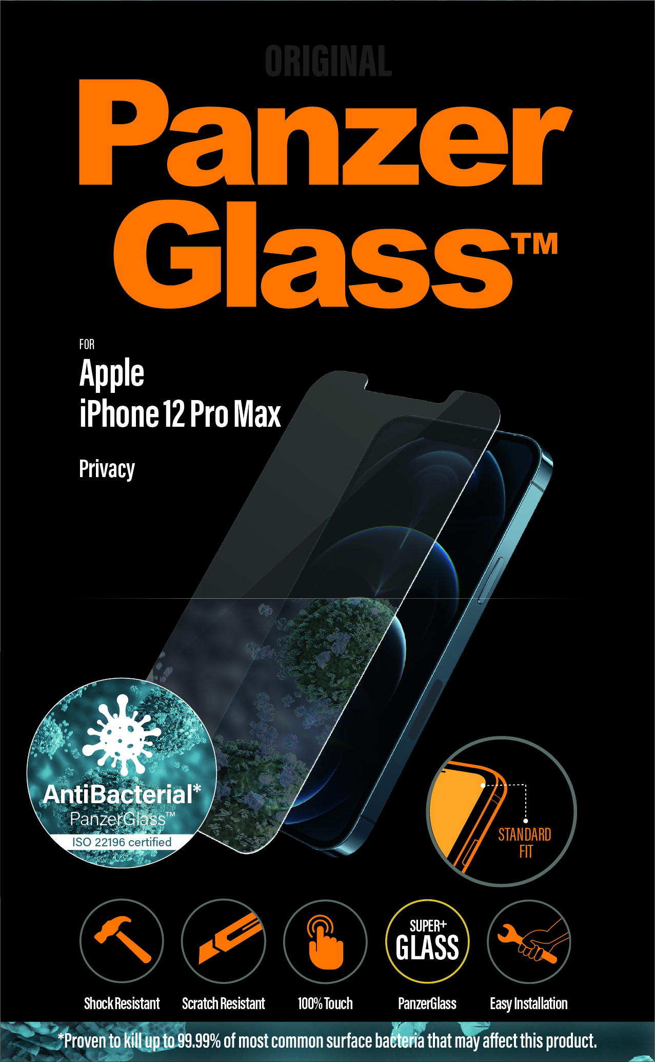 Protector de ecran de privacy PanzerGlass Apple iPhone 12 Pro Max | Fit standard thumb