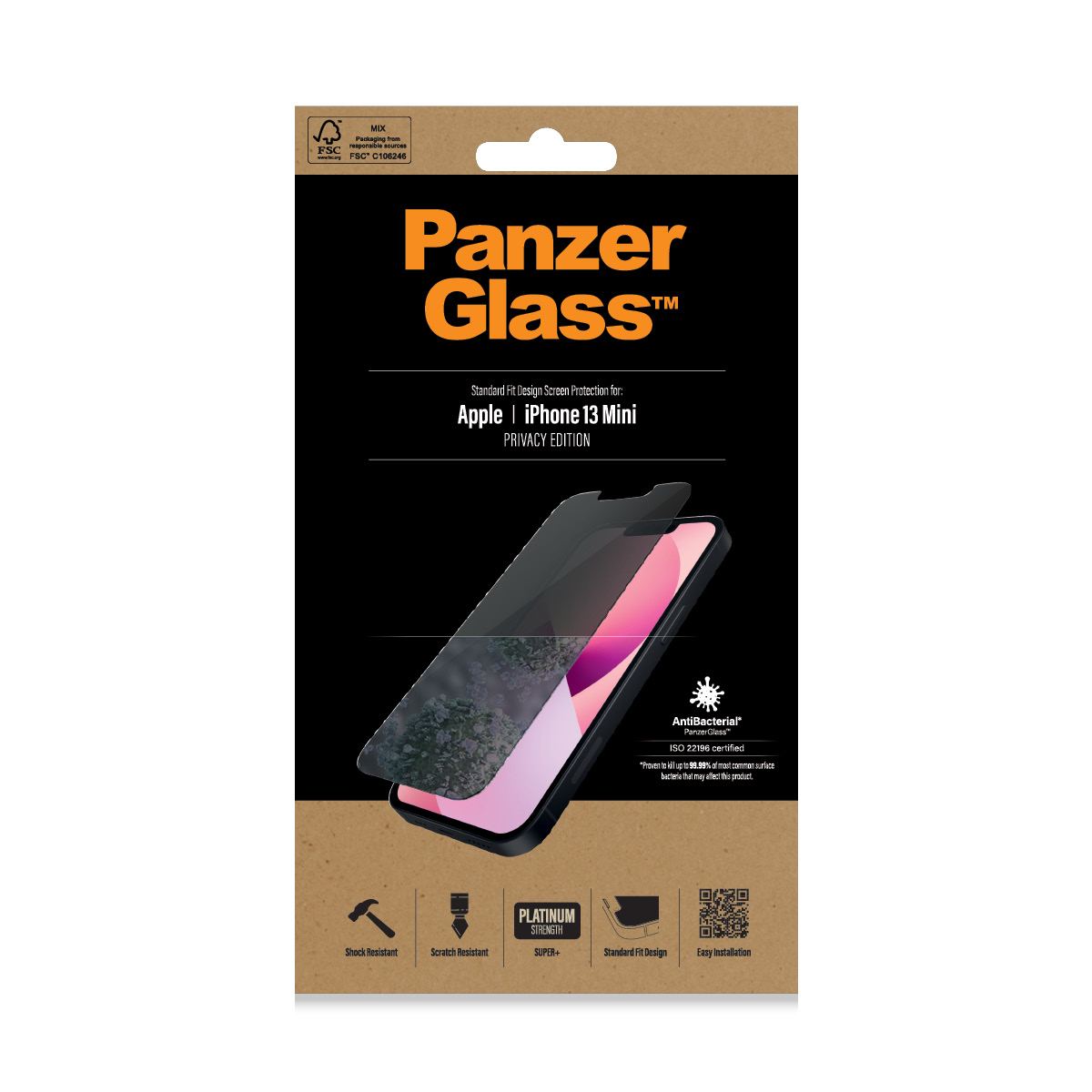 Protector de ecran de privacy PanzerGlass Apple iPhone 13 Mini | Potrivire standard thumb