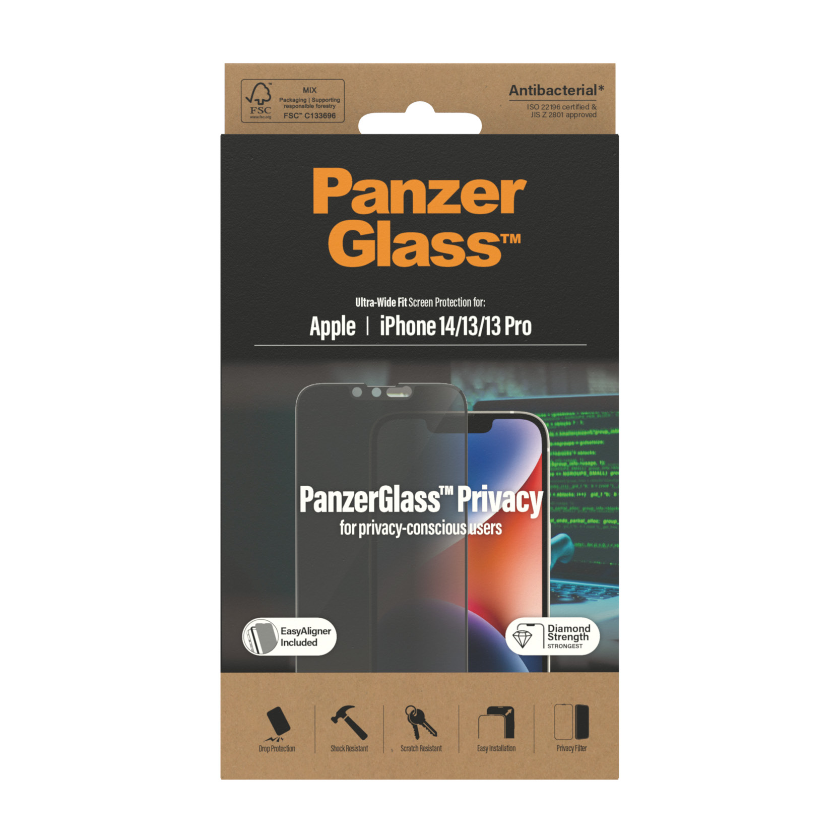 Protector de ecran de privacy PanzerGlass Apple iPhone 14 | 13 | 13 Pro | Potrivire ultra-larga cu. EasyAligner thumb