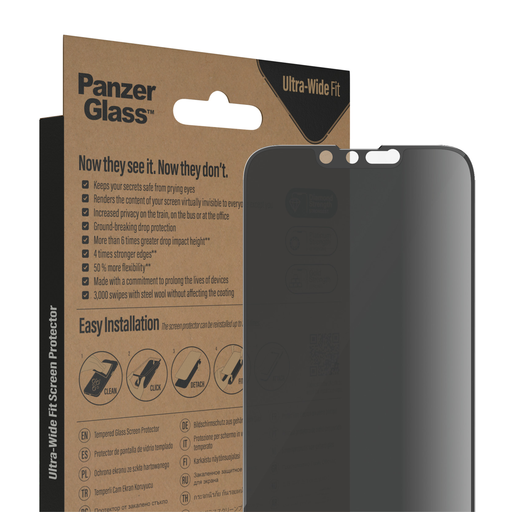 Protector de ecran de privacy PanzerGlass Apple iPhone 14 | 13 | 13 Pro | Potrivire ultra-larga cu. EasyAligner thumb