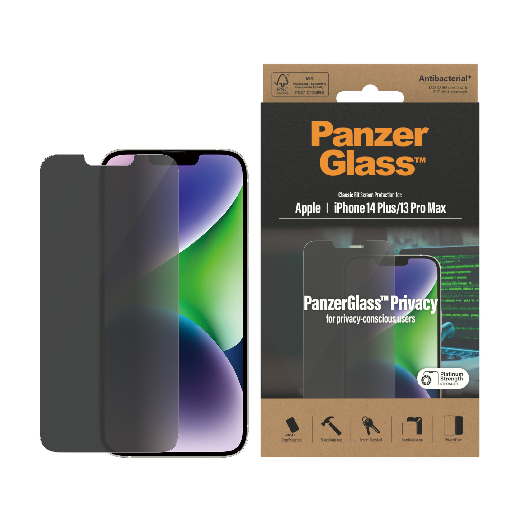 Protector de ecran de privacy PanzerGlass Apple iPhone 14 Plus |13 Pro Max| Fit clasic thumb