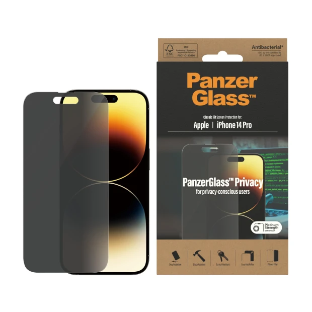 Protector de ecran de privacy PanzerGlass Apple iPhone 14 Pro | Fit clasic