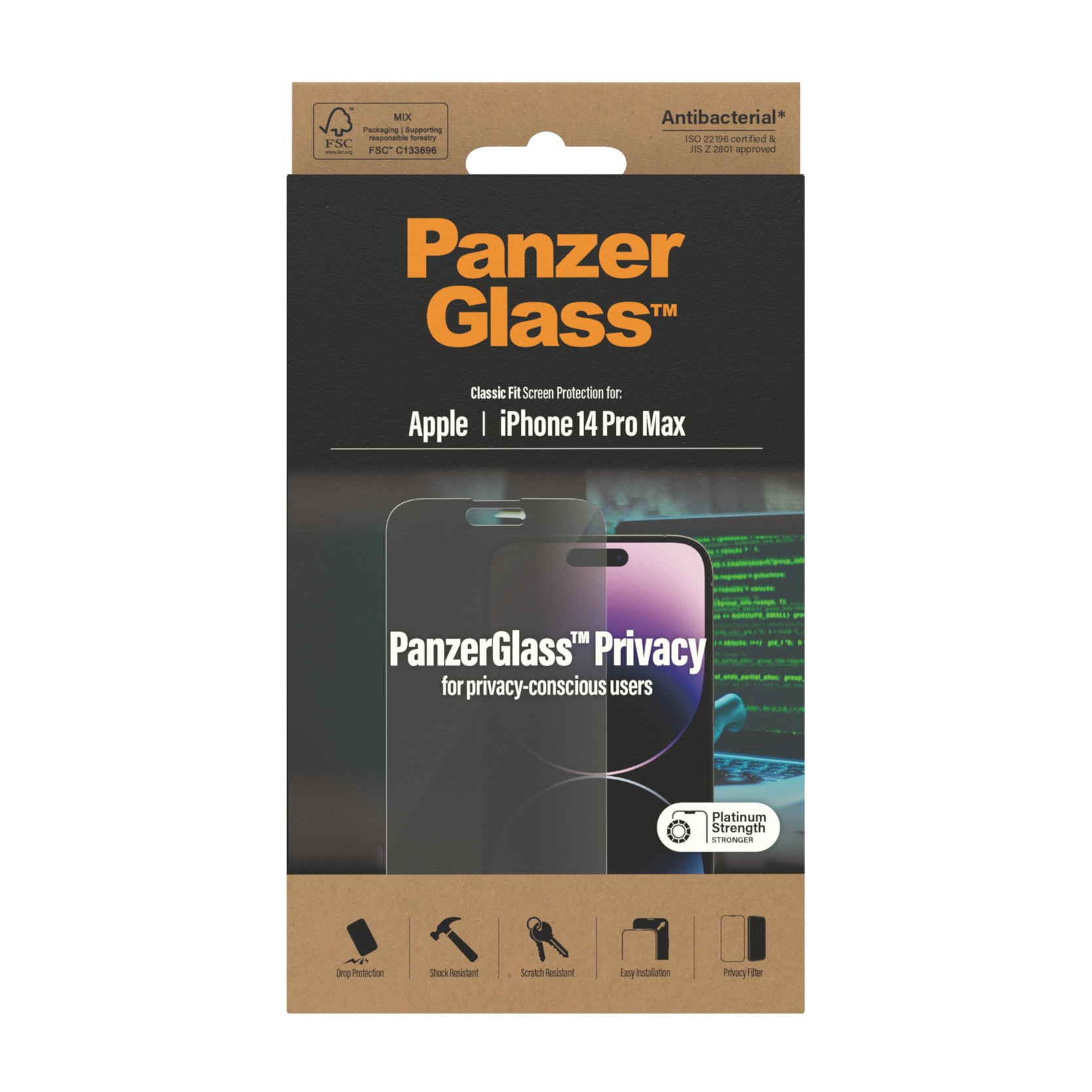 Folie sticla privacy PanzerGlass Apple iPhone 14 Pro Max | Fit clasic thumb