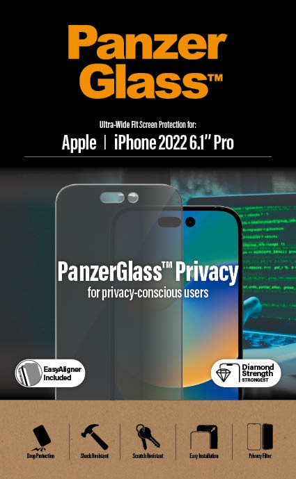 Protector de ecran de privacy PanzerGlass Apple iPhone 14 Pro | Potrivire ultra-larga cu. EasyAligner thumb