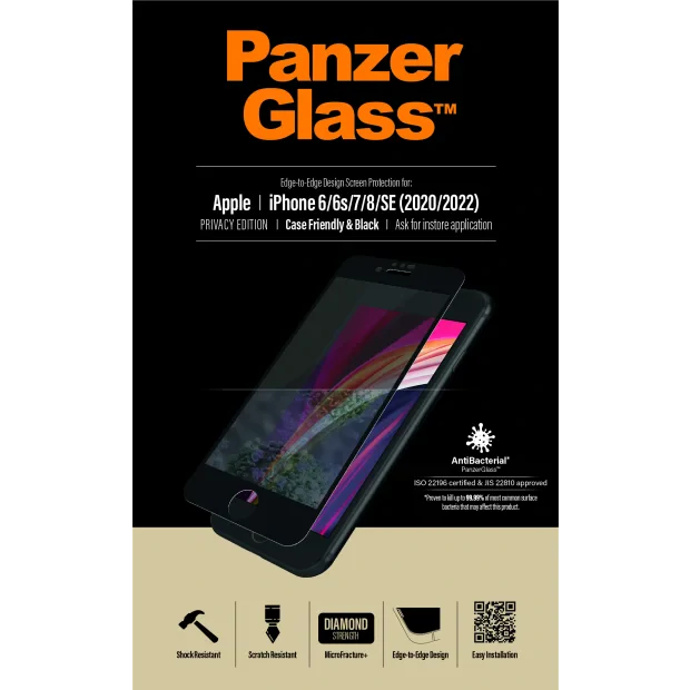 Protector de ecran de privacy PanzerGlass Apple iPhone SE (2020/2022) | 8 | 7 | 6 | 6s | De la margine la margine