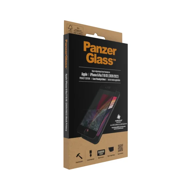 Protector de ecran de privacy PanzerGlass Apple iPhone SE (2020/2022) | 8 | 7 | 6 | 6s | De la margine la margine