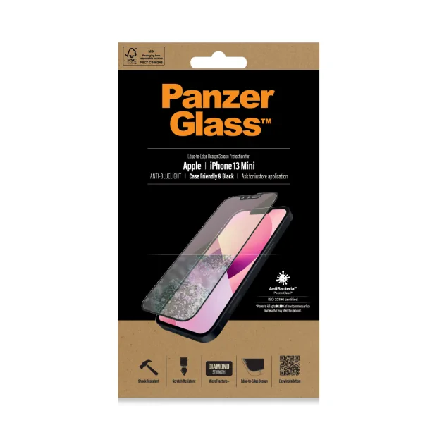 Protector de ecran PanzerGlass anti-lumina albastra Apple iPhone 13 Mini | De la margine la margine