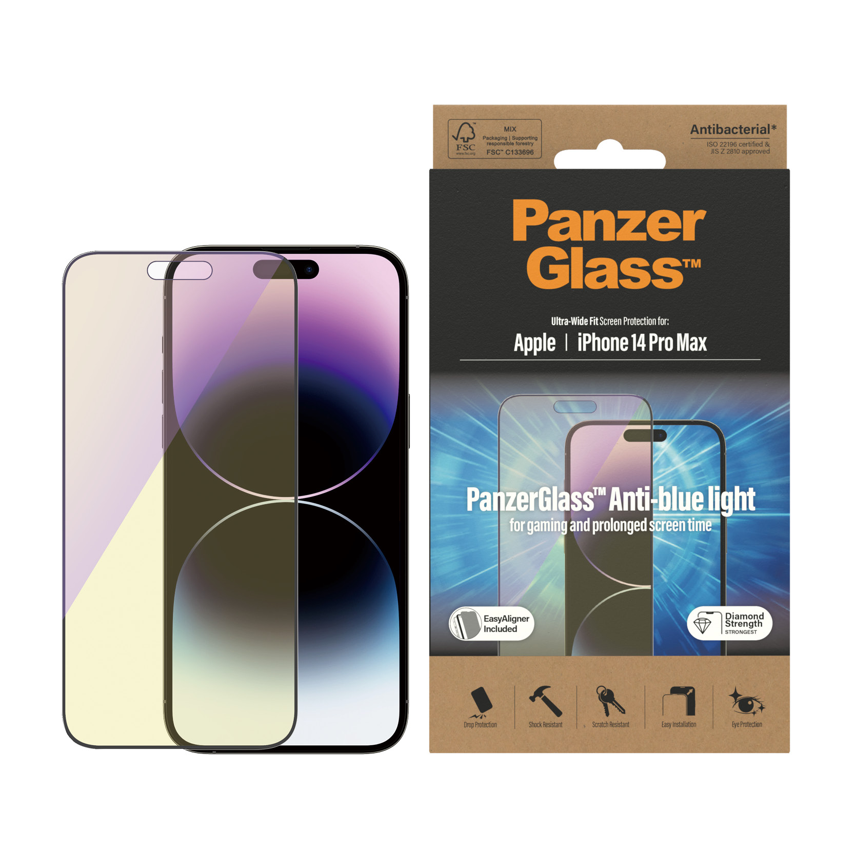 Protector de ecran PanzerGlass anti-lumina albastra Apple iPhone 14 Pro Max | Potrivire ultra-larga cu. EasyAligner thumb