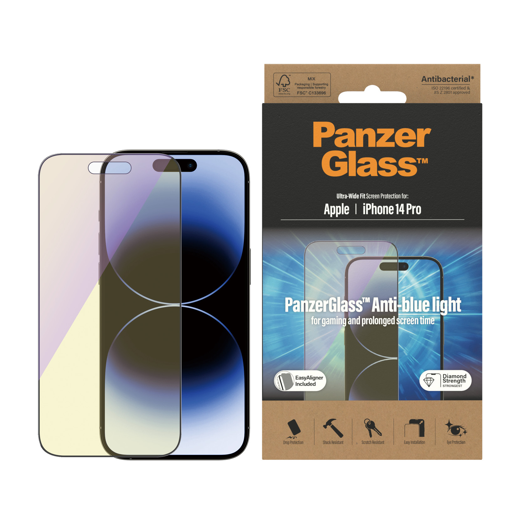 Protector de ecran PanzerGlass anti-lumina albastra Apple iPhone 14 Pro | Potrivire ultra-larga cu. EasyAligner thumb