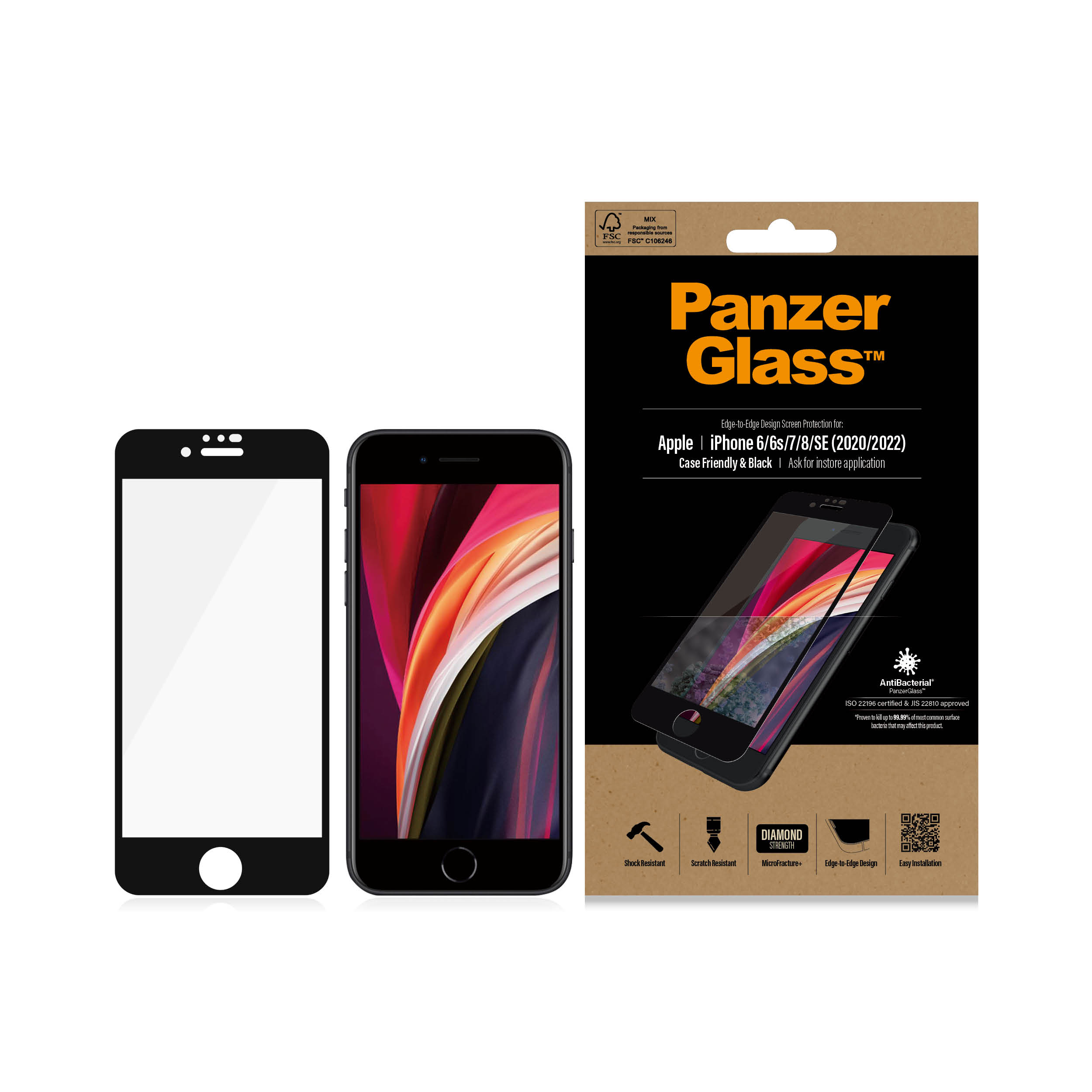 Protector de ecran PanzerGlass Apple iPhone 8 | 7 | 6s | 6 | SE (2020/2022) | De la margine la margine thumb