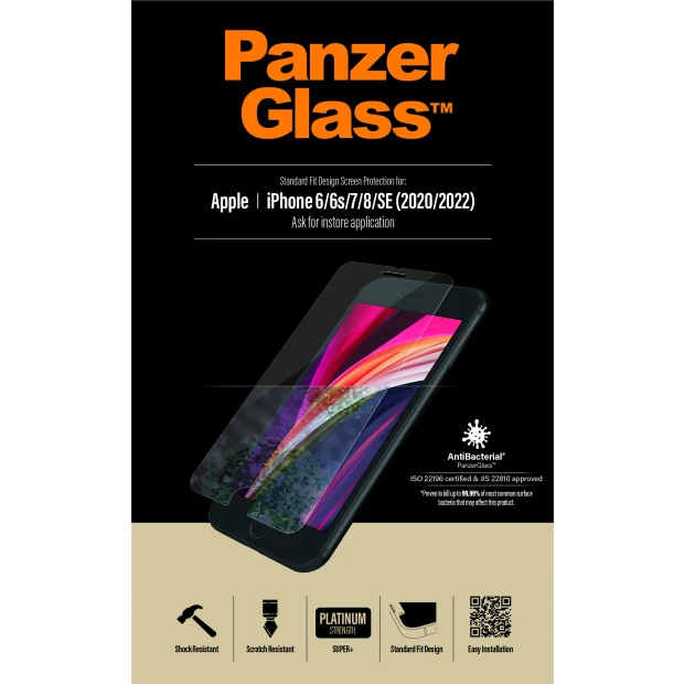 Protector de ecran PanzerGlass Apple iPhone 8 | 7 | 6s | 6 | SE (2020/2022) | Potrivire standard