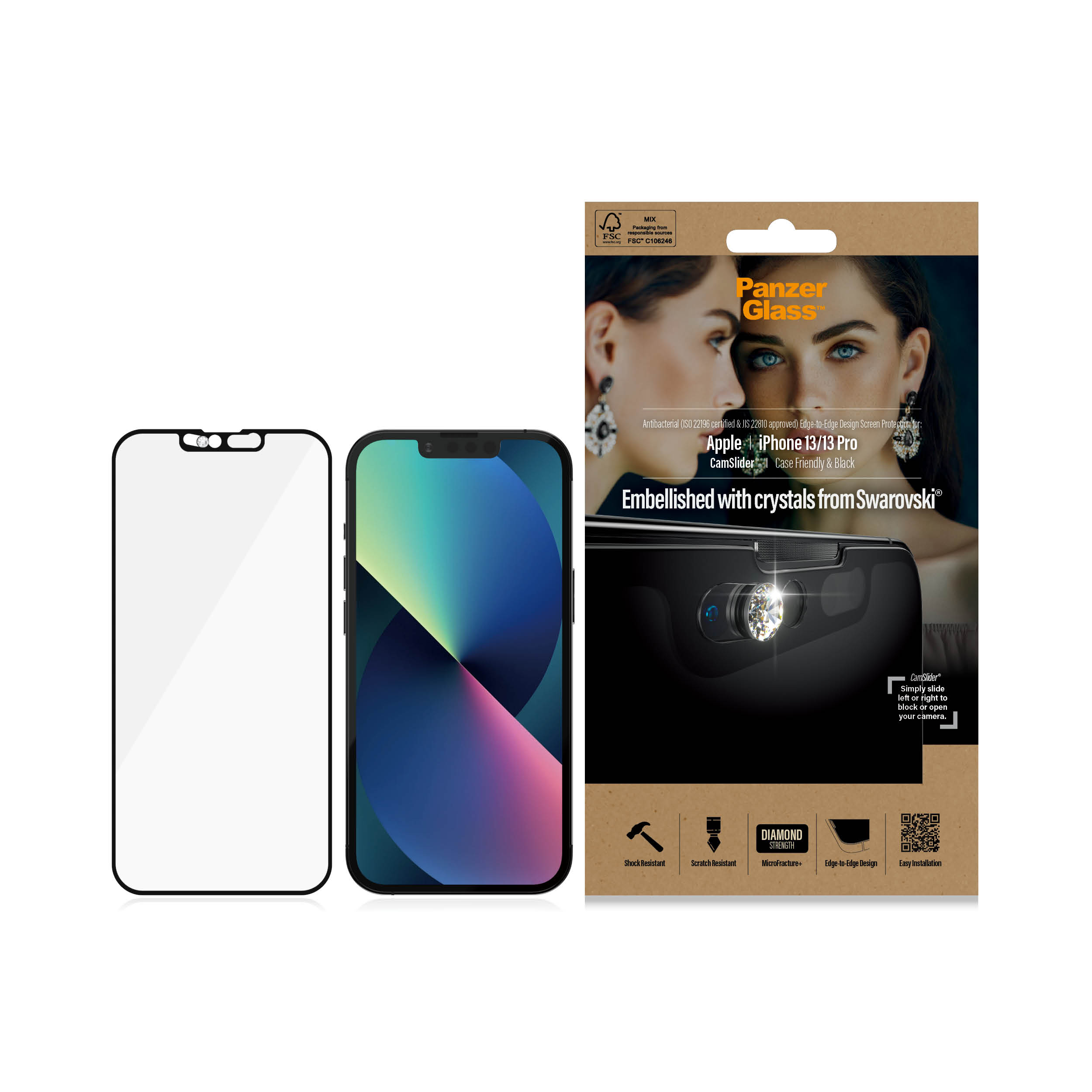 Protector de ecran PanzerGlass CamSliderr Apple iPhone 13 | 13 Pro - Impodobit cu cristale din Swarovski thumb