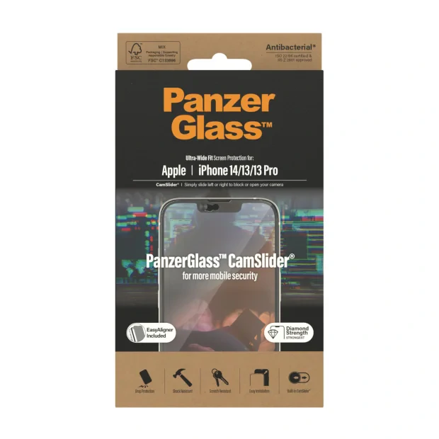 Folie Sticla PanzerGlass Camslider AB pentru iPhone 13/13 Pro/14 Negru