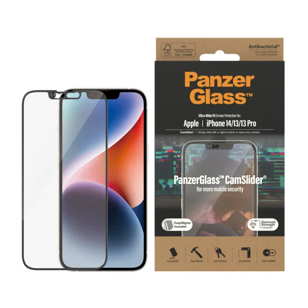 Folie Sticla PanzerGlass Camslider AB pentru iPhone 13/13 Pro/14 Negru
