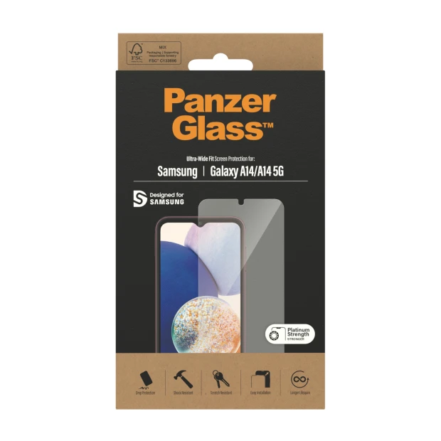 Protector de ecran PanzerGlass Samsung Galaxy A14 | A14 5G | Potrivire ultra-larga