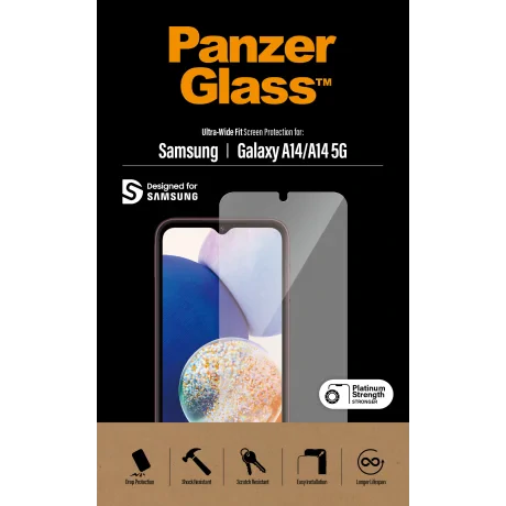 Protector de ecran PanzerGlass Samsung Galaxy A14 | A14 5G | Potrivire ultra-larga
