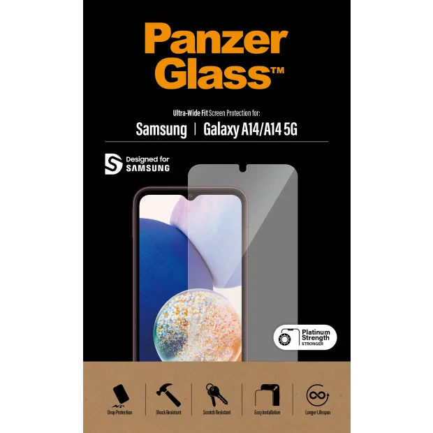 Protector de ecran PanzerGlass Samsung Galaxy A14 | A14 5G | Potrivire ultra-larga