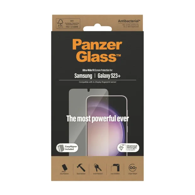 Protector de ecran PanzerGlass Samsung Galaxy S23+ | Potrivire ultra-larga cu. EasyAligner