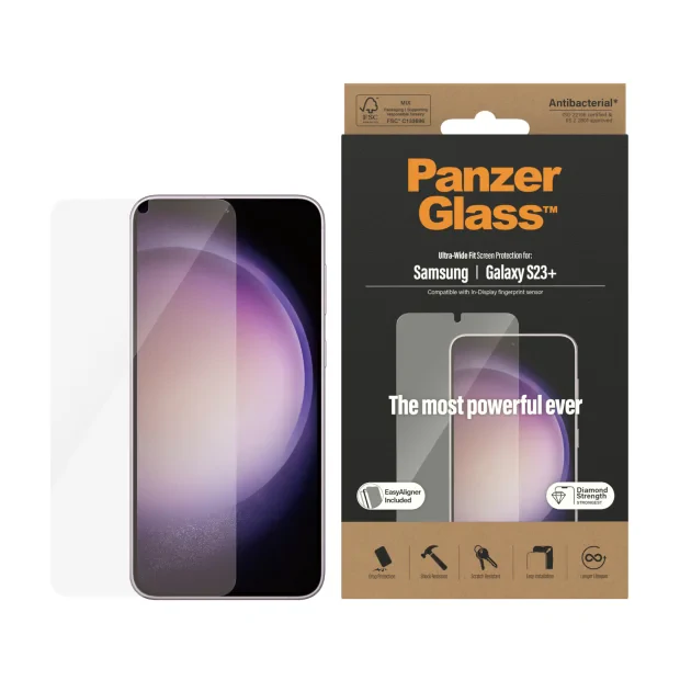 Protector de ecran PanzerGlass Samsung Galaxy S23+ | Potrivire ultra-larga cu. EasyAligner