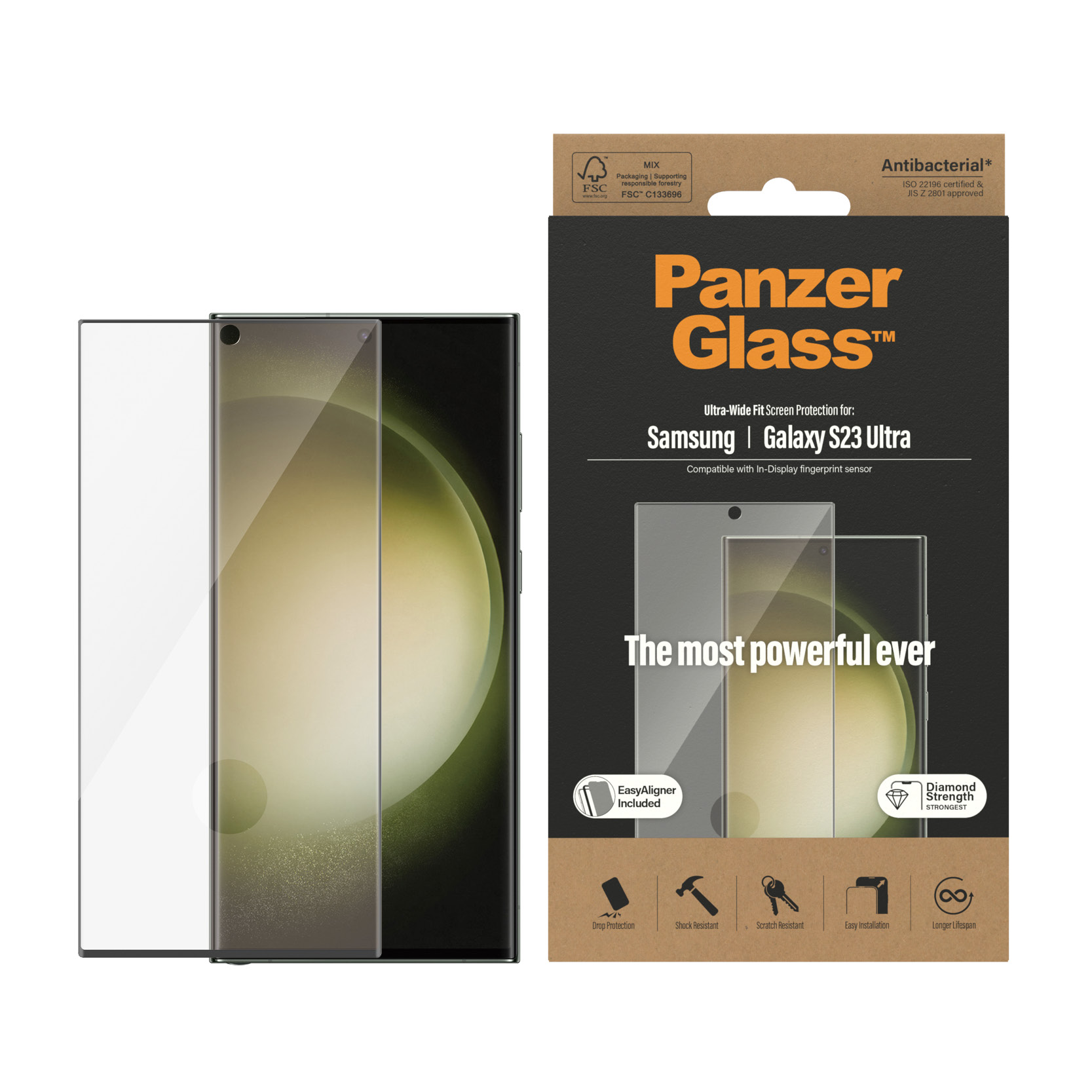 Folie Sticla PanzerGlass Glass cu aplicator pentru Samsung Galaxy S23 Ultra Negru thumb