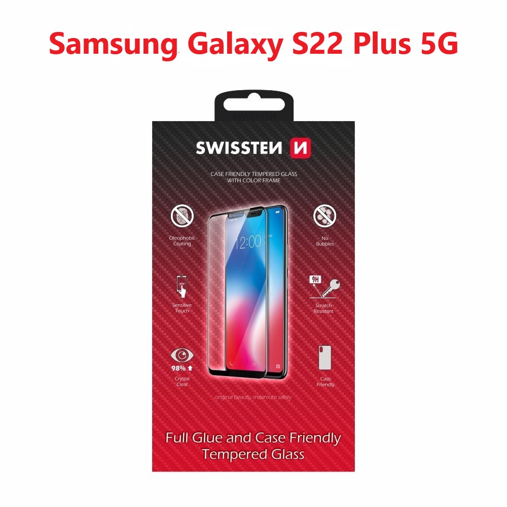 SWISSTEN GLASS COLOR FRAME, CASE FRIENDLY SAMSUNG S906B GALAXY S22 PLUS 5G BLACK thumb