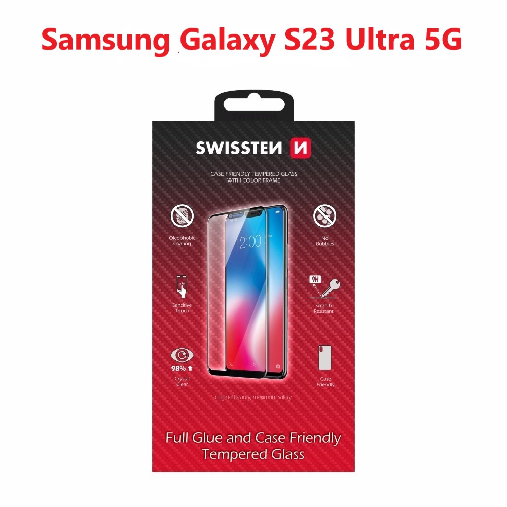 SWISSTEN GLASS COLOR FRAME, CASE FRIENDLY SAMSUNG S918B GALAXY S23 ULTRA 5G BLACK thumb