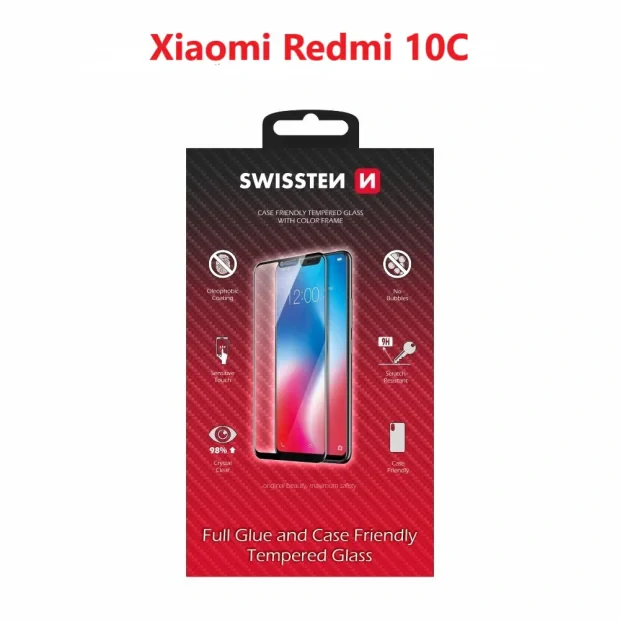 SWISSTEN GLASS COLOR FRAME, CASE FRIENDLY XIAOMI REDMI 10C BLACK