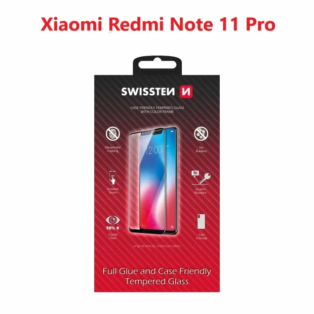 SWISSTEN GLASS COLOR FRAME, CASE FRIENDLY XIAOMI REDMI NOTE 11 PRO BLACK