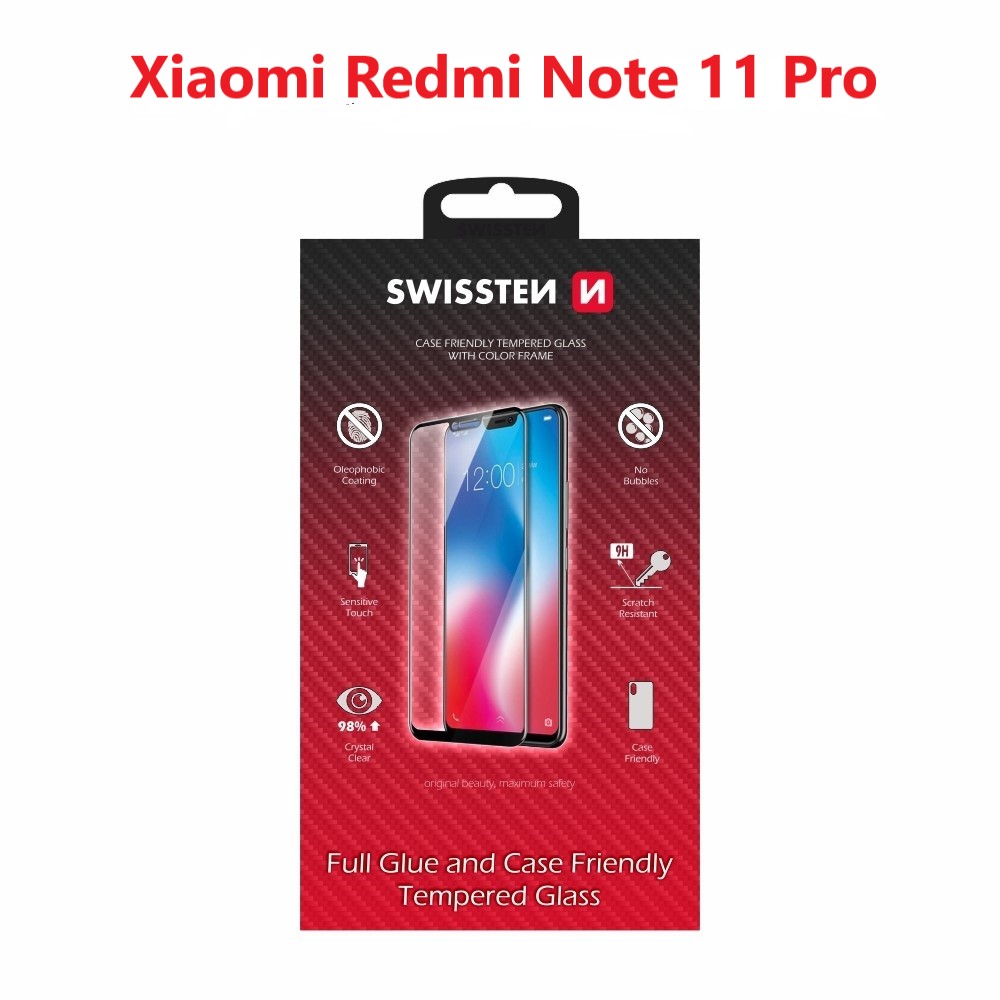 SWISSTEN GLASS COLOR FRAME, CASE FRIENDLY XIAOMI REDMI NOTE 11 PRO BLACK thumb