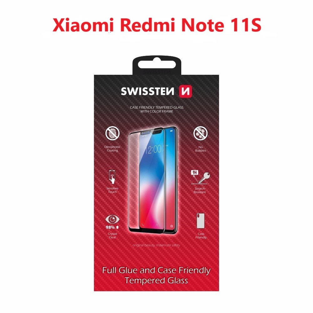 SWISSTEN GLASS COLOR FRAME, CASE FRIENDLY XIAOMI REDMI NOTE 11S BLACK thumb