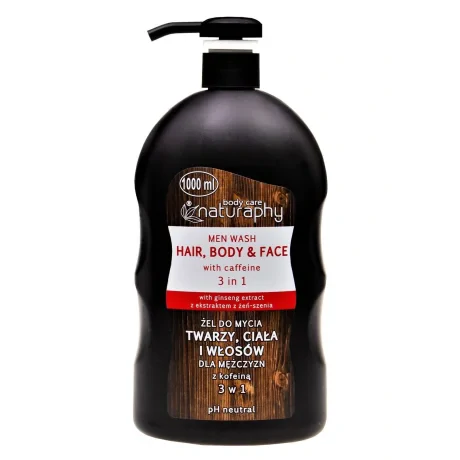 NATURAPHY SAMPON SI GEL DE DUS PENTRU BARBATI CU COFEINA, 1000 ML
