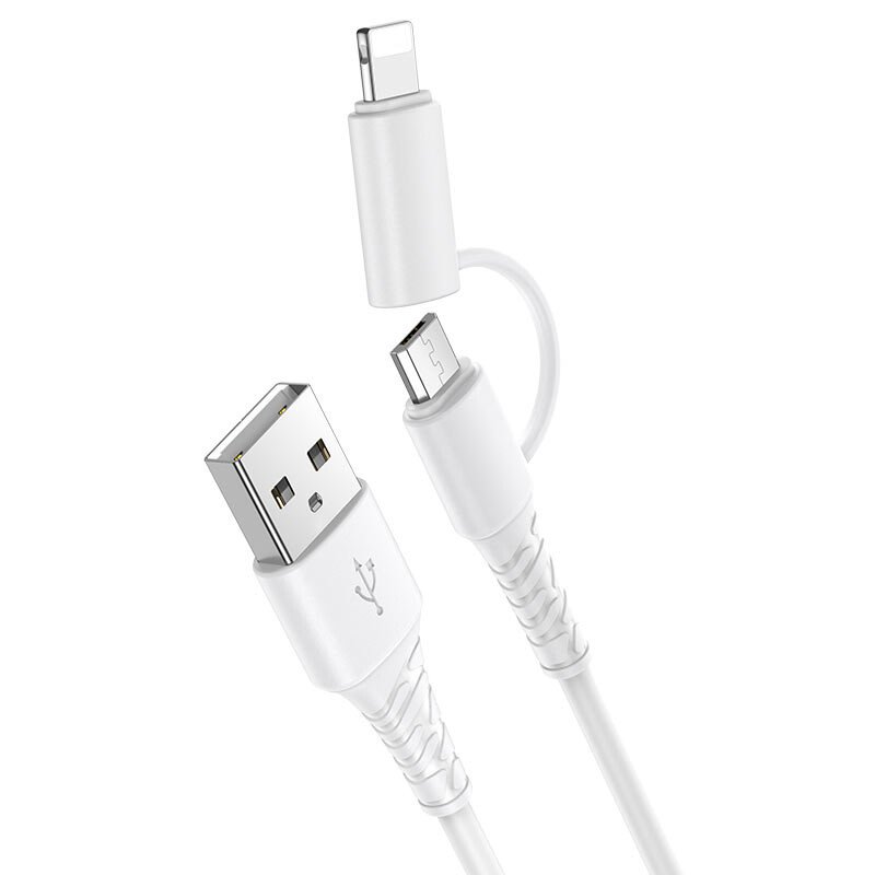 CABLU 2IN1 IPHONE 5/6/7/8/X SI MICRO USB ALB 1M thumb