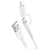 CABLU 2IN1 IPHONE 5/6/7/8/X SI MICRO USB ALB 1M