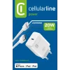 Set Cellularline Incarcator 20W +Cablu Usb-C la Lightning -iPad ACHIPDKITC2LMFI20W