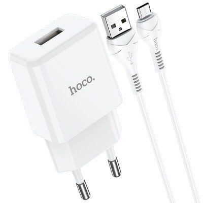 Set Incarcator Retea+ Cablu Date Usb to Micro Usb Hoco N9 Especial 1xUSB 1m Alb thumb