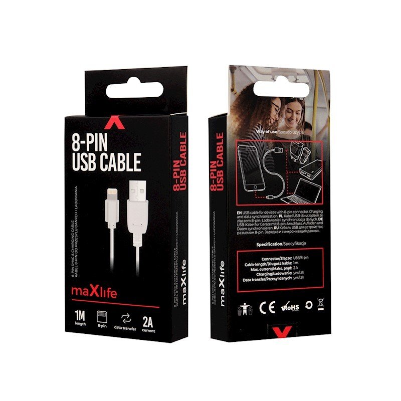 Cablu Date Maxlife Fast Charging Usb-Lightning 1m 2A Alb thumb