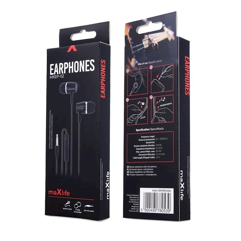 Casti Audio Maxlife MXEP-02 3.5mm Jack Negru thumb