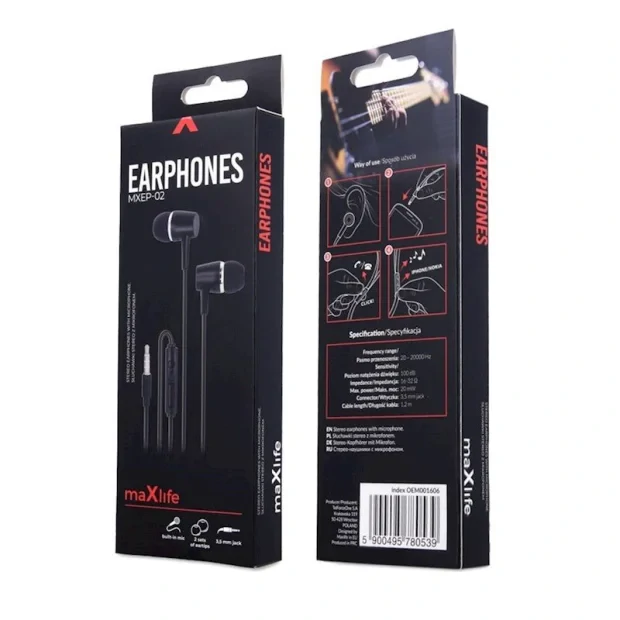 Casti Audio Maxlife MXEP-02 3.5mm Jack Negru