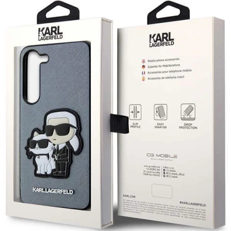 Karl Lagefeld case for Samsung Galaxy S23 Plus KLHCS23MSANKCPG grey HC Saffiano Karl&amp;Choupette NFT