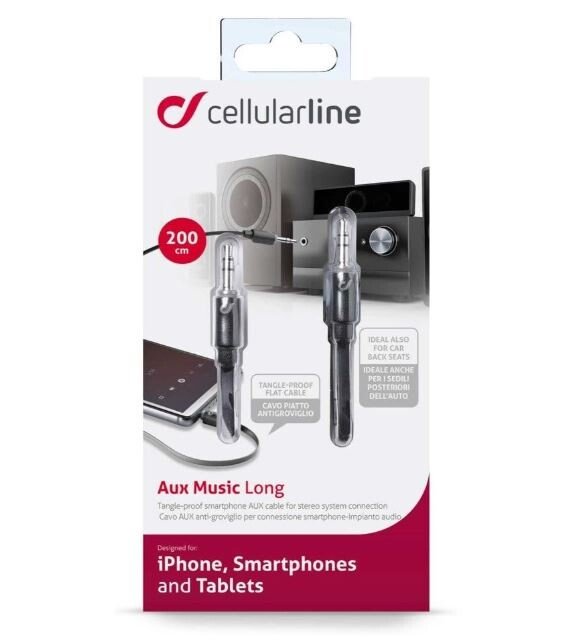 Cablu Cellularline Auxiliar AUXMUSIC2MK Jack-Jack 3.5mm thumb