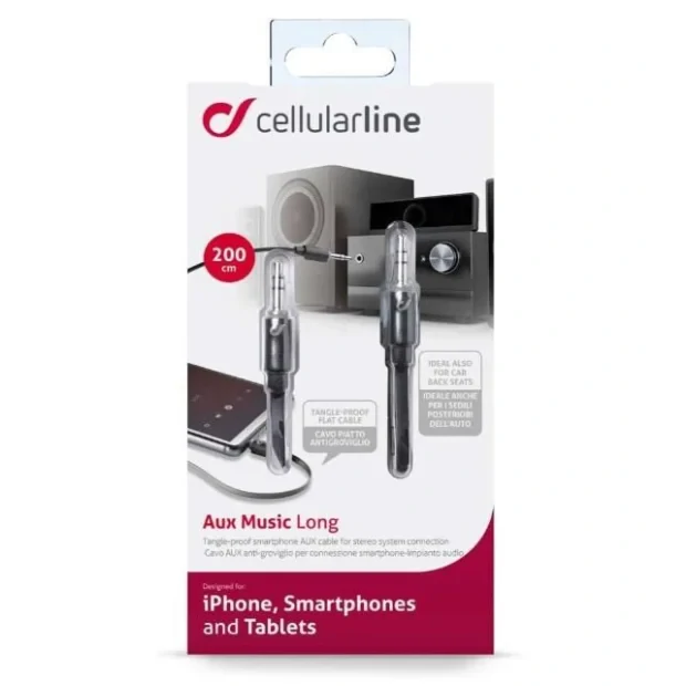 Cablu Cellularline Auxiliar AUXMUSIC2MK Jack-Jack 3.5mm