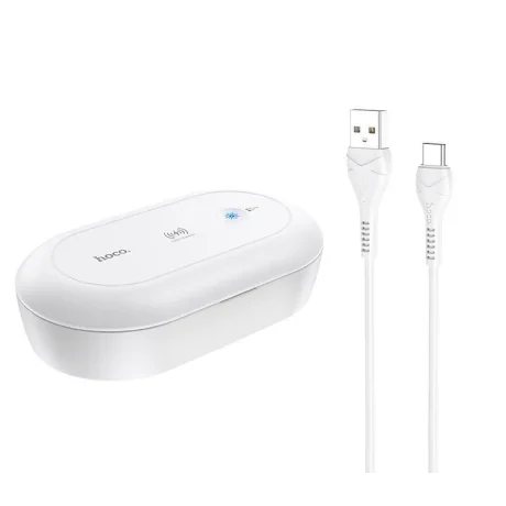Cutie sterilizatoare  Hoco UV cu Incarcator Wireless DCW01 Alb