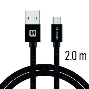 Cablu de date Swissten textil USB / Micro USB 2.0 M Negru thumb
