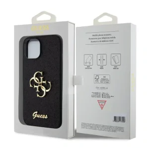 Guess PU Fixed Glitter 4G Metal Logo Zadni Kryt pro iPhone 12/12 Pro Black