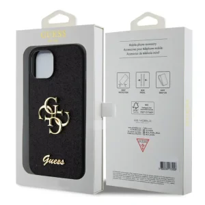 Guess PU Fixed Glitter 4G Metal Logo Zadni Kryt pro iPhone 13 Black