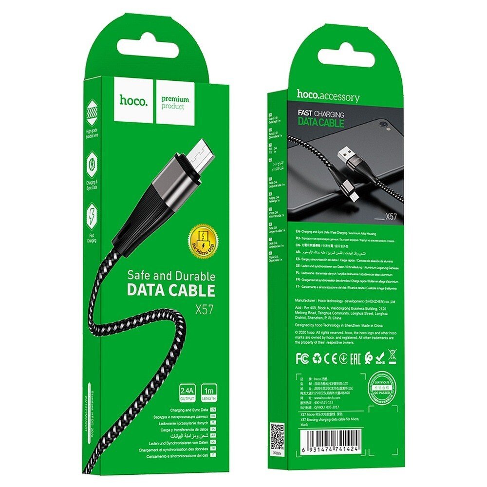 Cablu Date Hoco X57 Blessing USB-Micro Negru thumb
