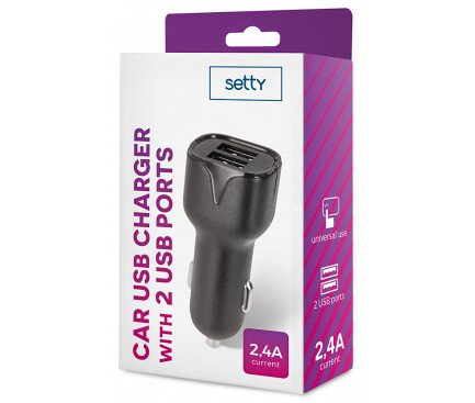 Incarcator auto Setty 2x USB, negru thumb
