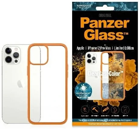 PanzerGlass Protective Case for Apple iPhone 12 Pro Max, Transparency / Orange Frame thumb